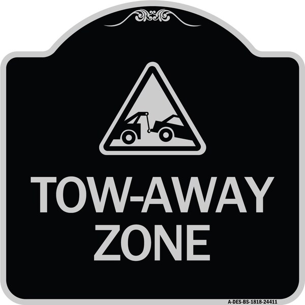 Tow-Away Zone with Graphic Heavy-Gauge Aluminum Architectural Sign, 18" x 18", BS-1818-24411